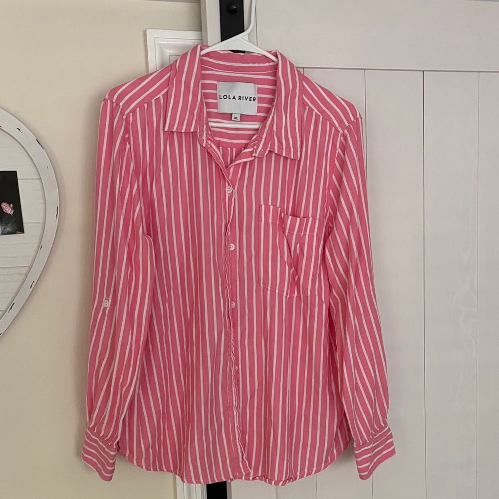 Lola River Pink Striped Button Down Shirt
